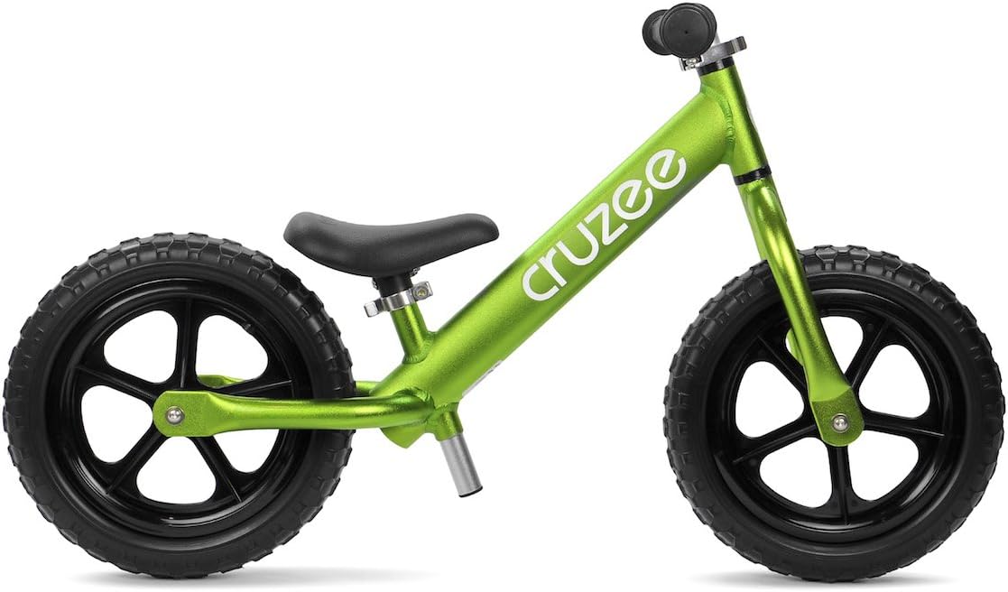 CRUZEE 12 - NEW 2018 - Black Wheels - UltraLeight balance bike (1,9 kg) for kids from 1.5 to 5 years (GREEN)
