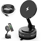 Wireless Car Charger,Strong Magnetic Phone Holder, [15W Wireless Faster Charging],360° Adjustable Foldable Phone Holder for Car/Mirror/Smooth Surface Compatible with iPhone 17 Pro Max/17 Air/16 Pro/15