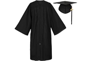 Erligo Unisex Matte Graduation Gown and Cap Set with Tassel for Middle High School Bachelor