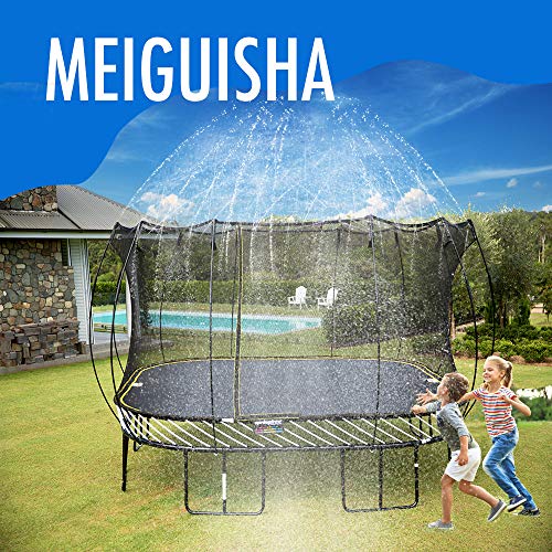 MeiGuiSha 50 ft Trampoline Backyard Sprinklers Spray Water Park Fun Summer Cool Things Outdoor Toys Water Game Trampoline Accessories Ladder ,Made to Attach on Trampoline Safety Net Enclosure