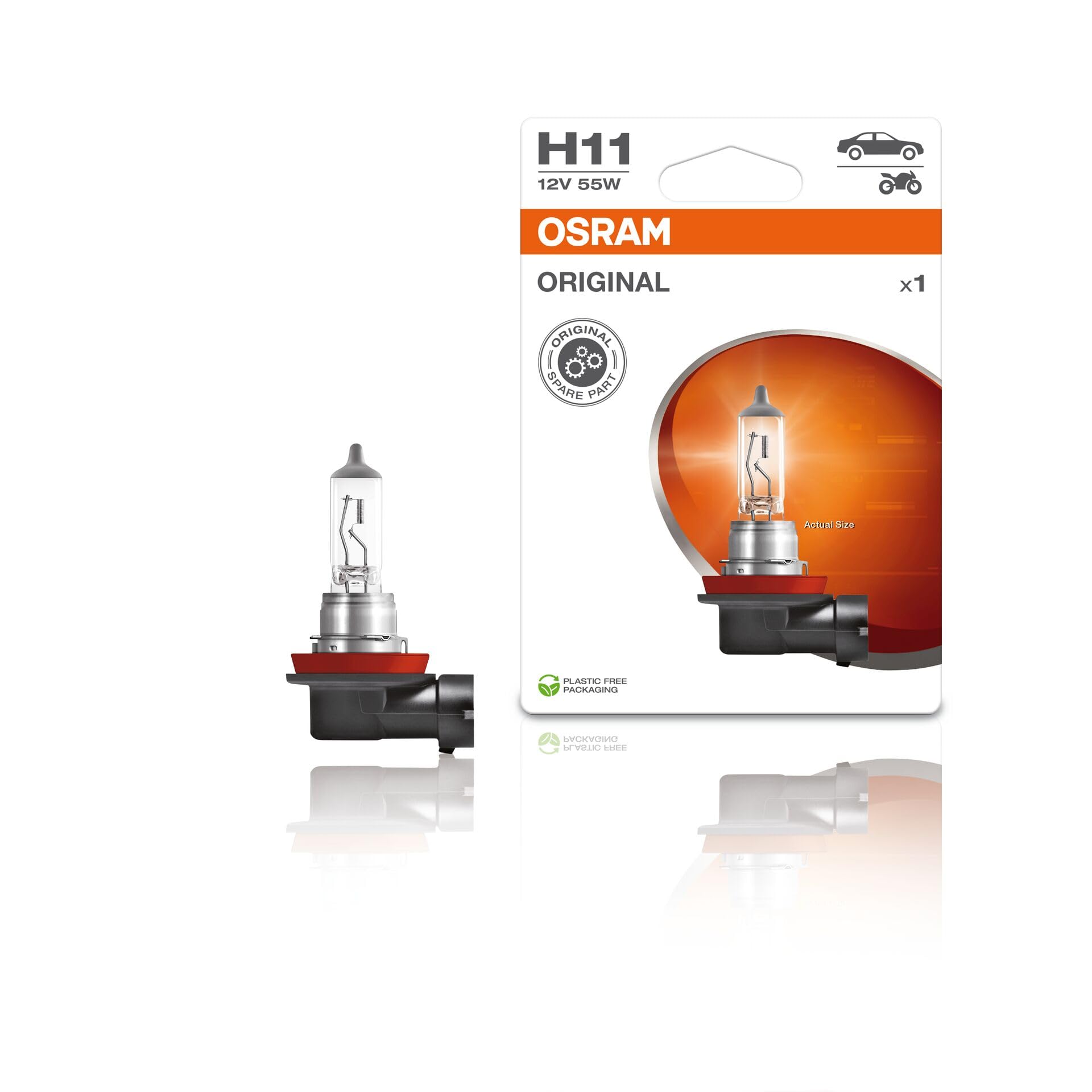 OSRAM ORIGINAL H11, halogen-headlamp bulb, 64211-01B, 12V, single blister (1 piece)