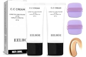 MNQAXZ Skin Tone Adjusting CC Cream SPF 50,Colour Correcting Self Adjusting for Mature Skin,Cosmetics CC Cream Face Sunscreen Foundation,Pre-makeup Moisturizing Skin Concealer 2 PCS