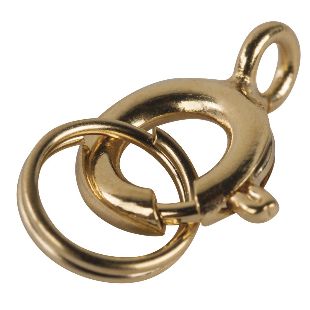 Rayher 2219006 Spring Rings with Split Ring 7 mm Diameter Gold Self-Service Bag/Pack of 4