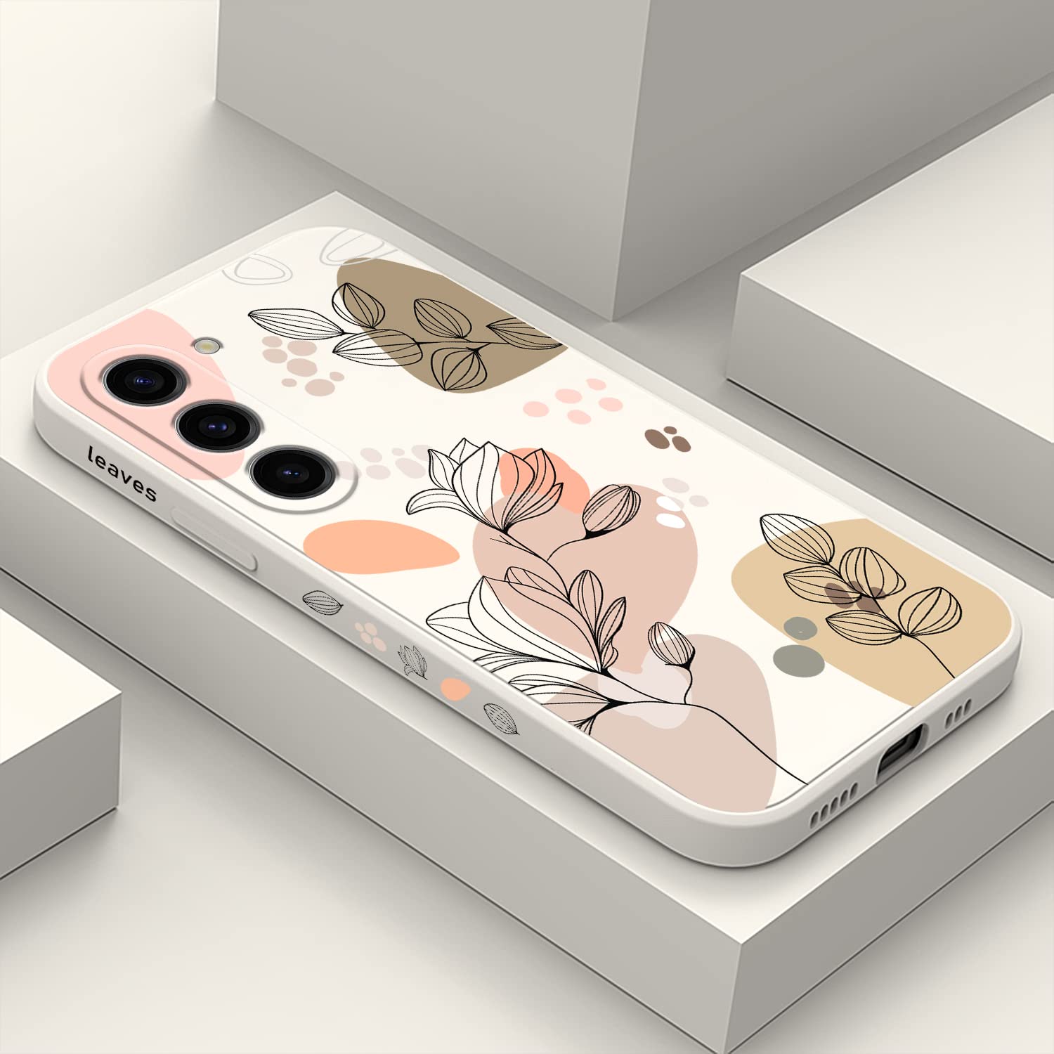 Photo 1 of LEECG for Samsung Galaxy S23 Case Flowers Butterfly Anti Slip Shockproof Flexibility Soft Silicone Protector Phone Case for Galaxy S23-Morandi White