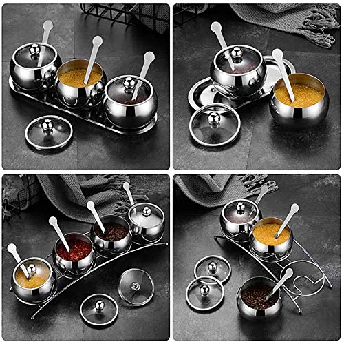 2 Pack 10 OZ Endurance Stainless Steel Sugar Bowl, Newness Sugar Bowl, with Spoon and Clear Lidfor Suitable for home and kitchen - Thumbnail 5