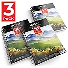 Arteza Watercolor Pad, 3 Pack, 5.5"X8.5" Painting & Drawing Paper Sketchbooks, 90 Sheets Total, 140 lb./300gsm Cold Pressed Paper, Acid Free, Perfect for Wet, Dry & Mixed Media Painting
