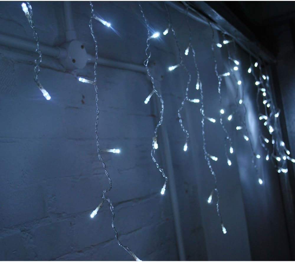 JnDee Safe Voltage Fully Weatherproof Icicle Christmas Fairy Lights Cool White 400 LED 10M Wide 80 Drops - Image 4