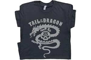 SHIRTMANDUDE T-SHIRTS Motorcycle T Shirt Cool Biker Tshirts Harley Tail of The Dragon Graphic Tee for Men Women Guys Indian Triumph Sturgis