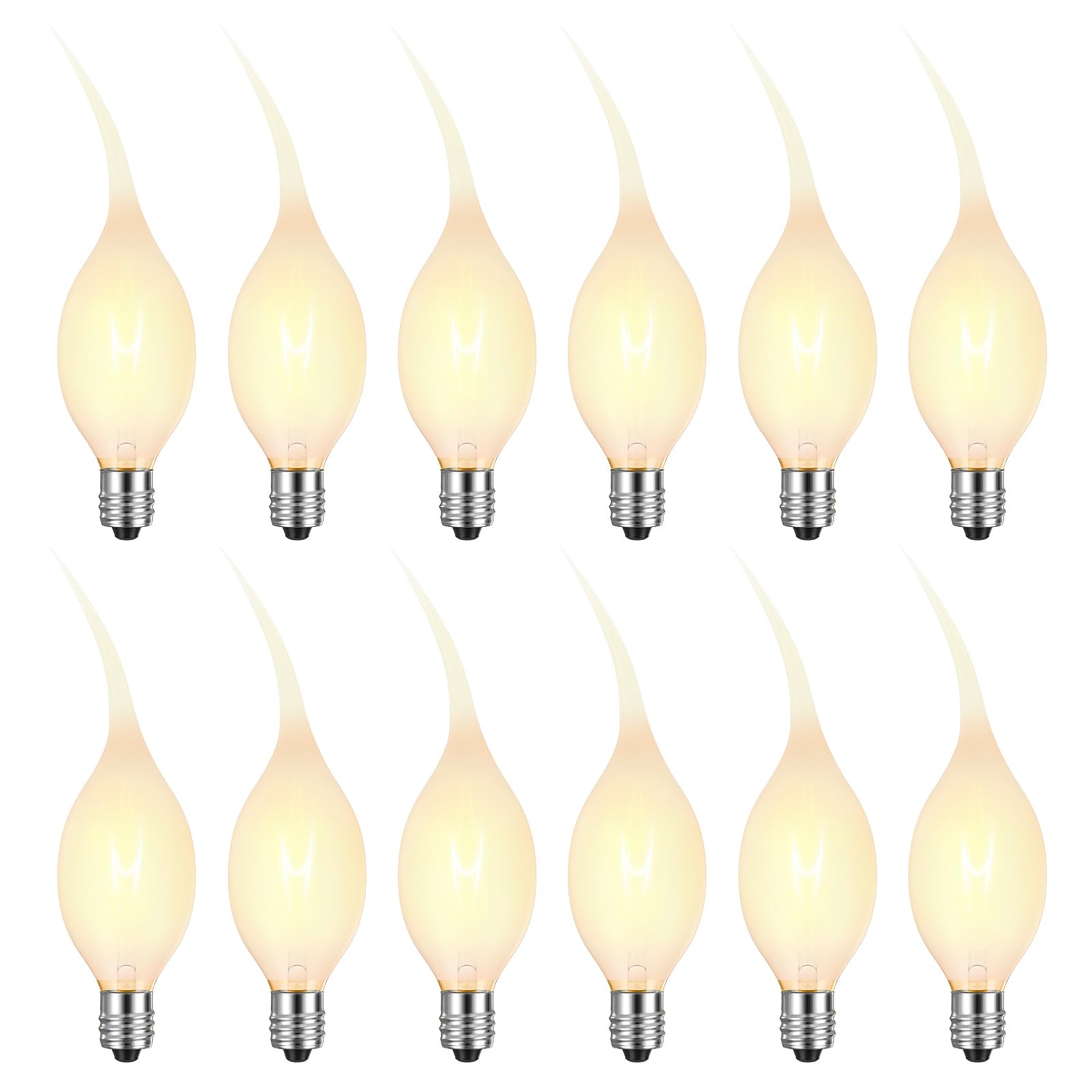 Photo 1 of ***Three pack***Hompavo Shatter-Resistant Candle Light Bulbs - 7W Silicone Dipped E12 Candelabra Base Bulbs with Warm White Decorative Flame Tip for Christmas Chandeliers, Sconces, Night Lights - 12 Pack