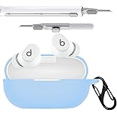 Ziseyoru Case Cover Compatible with Beats Solo Buds Earbuds, Soft Silicone Case with Cleaner Kit Shockproof Protective Cover with Carabiner Accessories Keychain (Blue)