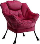 HollyHOME Armchair Velvet Reading Chair Red with Armrests 95x80x64 cm view 1