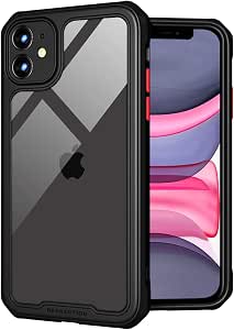 Amazon Com Tenoc Phone Case Compatible For Iphone 11 Case Clear Back Cover Bumper Cases For 11 6 1 Inch Black Cell Phones Accessories