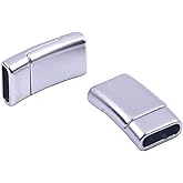 KONMAY 5 Sets 12.0x3.5mm Flat Magnetic Jewelry Clasps for Bracelets, Matte Silver