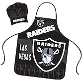 Mojo Licensing Las Vegas Raiders Apron Chef Hat Set Full Color Universal Size Tie Back Grilling Tailgate BBQ Cooking Host
