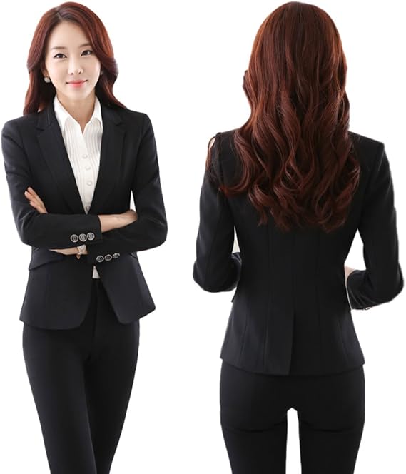 Amazon Co Jp スーツ パンツスーツ セットアップ テーラードジャケット 事務服 レディース ビジネス フォーマル 通勤 オフィス Ol 就活 入学式 卒業式 Black S 服 ファッション小物
