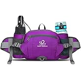 WATERFLY Fanny Pack Waist Bag: Fannie Pack 2 Water Bottle Holders Lumbar Belt Hiking Walking Running Jogging Camping Large Woman Man (Bottle Not Included)
