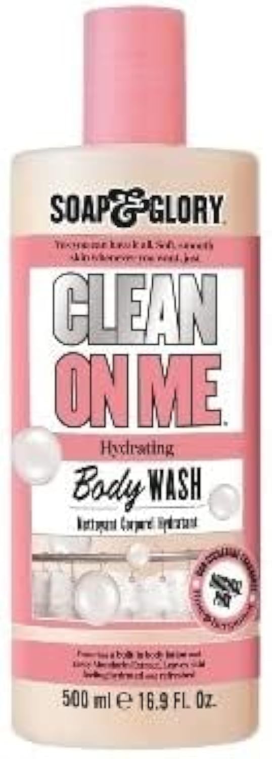 Soap And Glory (Pack of 2) CLEAN ON ME Hydrating Body Wash 500ml & CALL OF FRUITY Refreshing Body Wash 500ml 2 BOTTLES Musk, amber, woody, tropical notes, cream