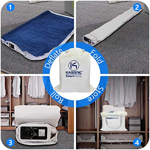 Kasonic Air Mattress Twin Size, Inflatable Airbed with Free Fitted Sheet & Carry Bag; Height 18''; Built-in ETL Listed Electric Pump Raised Air Bed; Easy Setup for Home Use/Office Relax/Camping