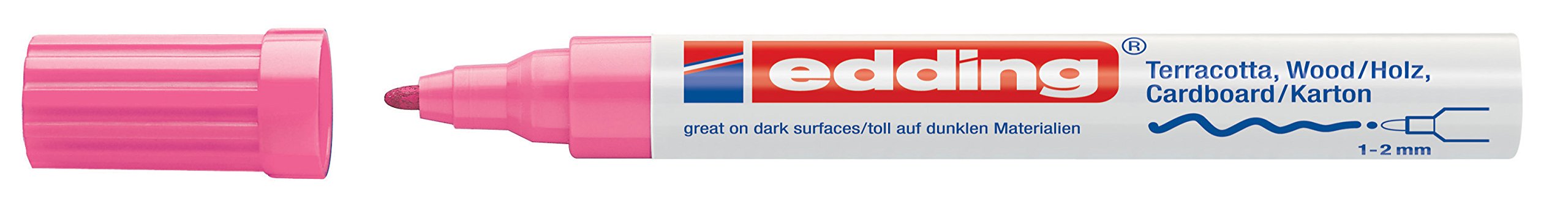 Edding 4040 Matte Ink Marker - 1 Marker - Bullet Tip 1-2 mm - Pink - for Writing on and Decorating on Rough, Dark or Porous Surfaces - Ideal for Terracotta, Cardboard, Wood