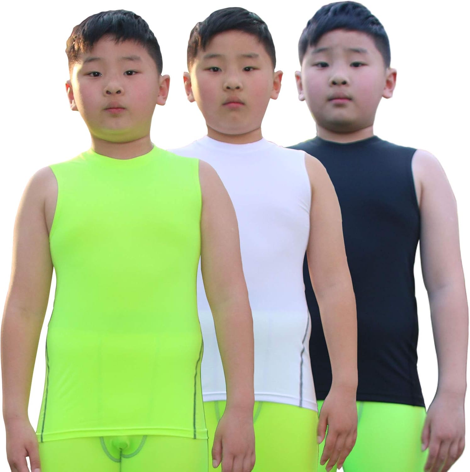 Youth Boys Girls Compression Tank Tops Athletic Sleeveless Shirt Undershirts Workout Base Layer Vest: Clothing