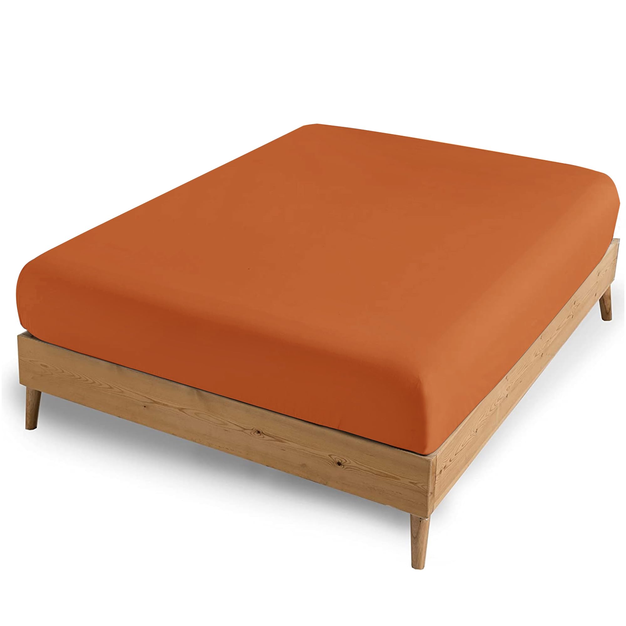 AMEHA Extra Deep Single Fitted Sheet 40CM – Rust Super Soft Brushed Microfiber Easy Care Fitted Bed Sheet for Single Bed