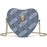 Rejolly Heart Shaped Purse for Women Crossbody Bag Metallic PU Leather Shoulder Bag with Chain Strap