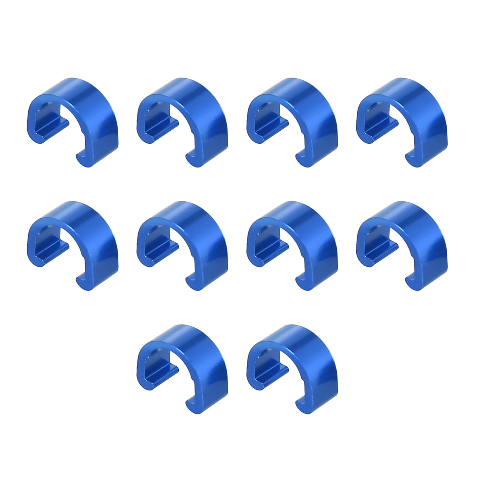 X AUTOHAUX 10pcs Bicycle Brake Cable Clip C Style Clamp Aluminium Alloy Blue