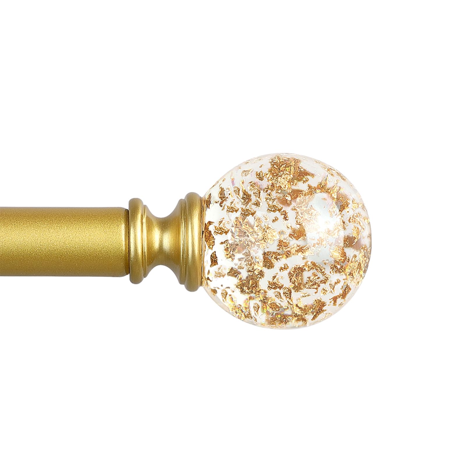 TVWOO Gold Decorative Crystal Curtain Rods:18-60 Inch Heavy Duty Adjustable Window Curtains Rods for Bedroom Living Room,Brass Golden Modern Girly Acrylic Drapery Rod with Sheer Bling Foil Finials