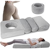 FEYIDEO BBL Bed After Surgery for Sleeping, Memory Foam, 60x23.6x6.3in | Shredded Memory Foam &amp; High Density Foam, Center Hole, For Back Sleeping, Removable &amp; Washable Pillowcase, BBL Must Haves