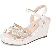 DREAM PAIRS Girls Wedge Sandals Flatform Open Toe Summer Platform Sandals Flower Wedding Party for Little Kid/Big Kid