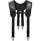 WOLF WTH2115 Padded 4-point Suspenders for Tool Work Belt | Universal Breathable Comfort Lightweight | Contractors Handyman | Pain Stress Relief Weight Distribution