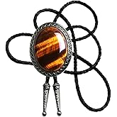 Moranse Bolo Tie with Natural Tiger Eye Stone Celtic Style Genuine and Cowhide Rope