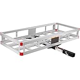 MaxxHaul 70108 Aluminum Cargo Carrier With High Side Rails- Trailer Hitch Mount For RV's, Trucks, SUV's, Vans, Cars With 2" H