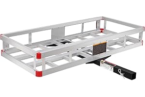 MaxxHaul 70108 Aluminum Cargo Carrier With High Side Rails- Trailer Hitch Mount For RV's, Trucks, SUV's, Vans, Cars With 2" Hitch Receiver - 500-lb Load Capacity, Grey, 49" x 22.5"