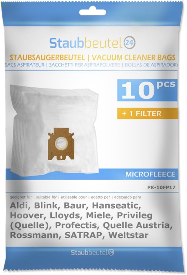 10 Vacuum Cleaner Bags for Miele Cat & Dog M.A.X, HS01, Parkett und Co