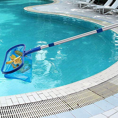 USHOT Professional Leaf Rake Mesh Frame Net Skimmer Cleaner Swimming Pool Tool blue One Size