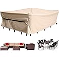 CKCLUU Patio Furniture Set Covers Waterproof Heavy Duty 600D Outdoor Sectional Sofa Couch Set Cover Patio Conversation Sets Cover Outdoor Dining Set Table and Chairs Covers 126.5" L x 63.5" W Beige
