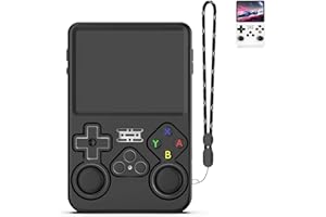 FIOPAZ for R36S Silicone Protective Case, Compatible with R36 S Handheld Game Console Accessories, Anti-Scratch Washable Soft Sleeve Cover with Lanyard (Black)