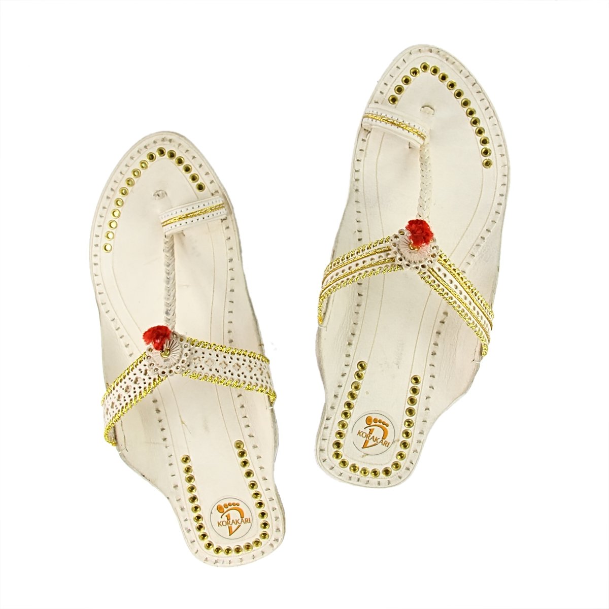 marvelous designer&rsquo;s golden jari and punching design high heel ladies kolhapuri chappal krka-w-431