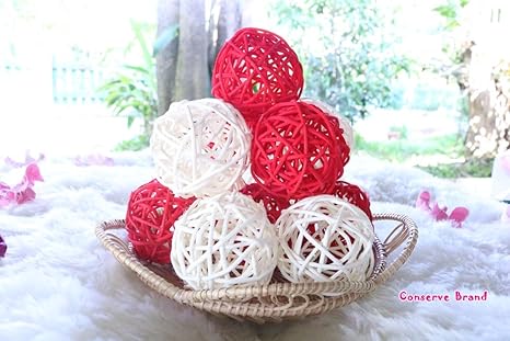 Christmas Gift Natural Small Wicker Balls With Two Tone Color