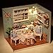 Cuteroom Dollhouse Miniature DIY Wood Kit Dolls House with Cover and LED Toy Birthday Gift--Perfect Kitchen