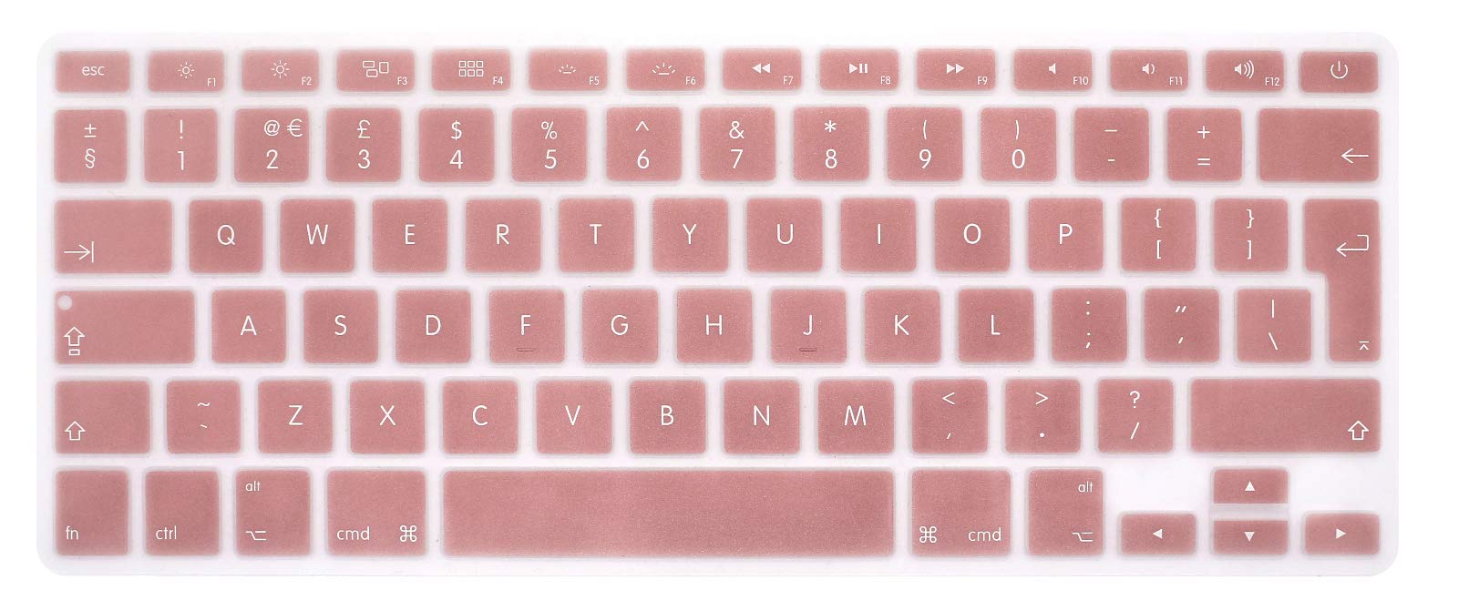 MMDW EU/UK Silicone Keyboard Cover for Macbook Pro 13 Inch,15 Inch (with or without Retina Display,2015 or Older Version) for Macbook Old Air 13 Inch,Rose Gold