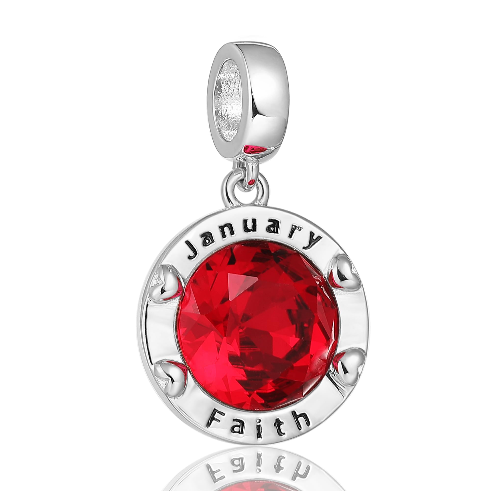 January Birthstone Charms for Women Bracelets Round Red Charm fit Pandora Bracelets Birthday Gifts for Women Girls