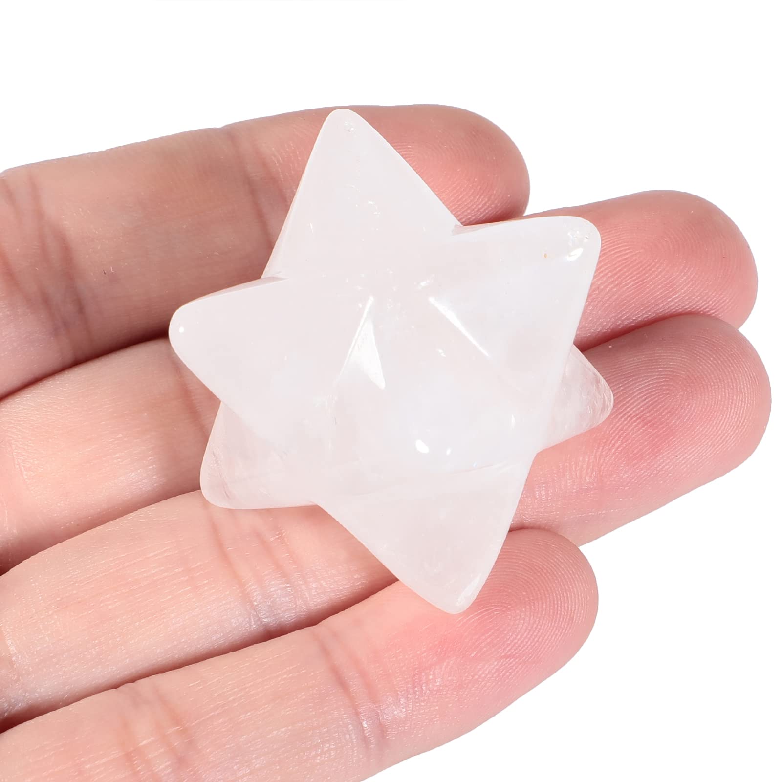 Lovionus89 Natural White Quartz Merkaba Crystal Protection Sacred Meditation Energy Generator Healing Chakra Six-pointed Star 1 Inch