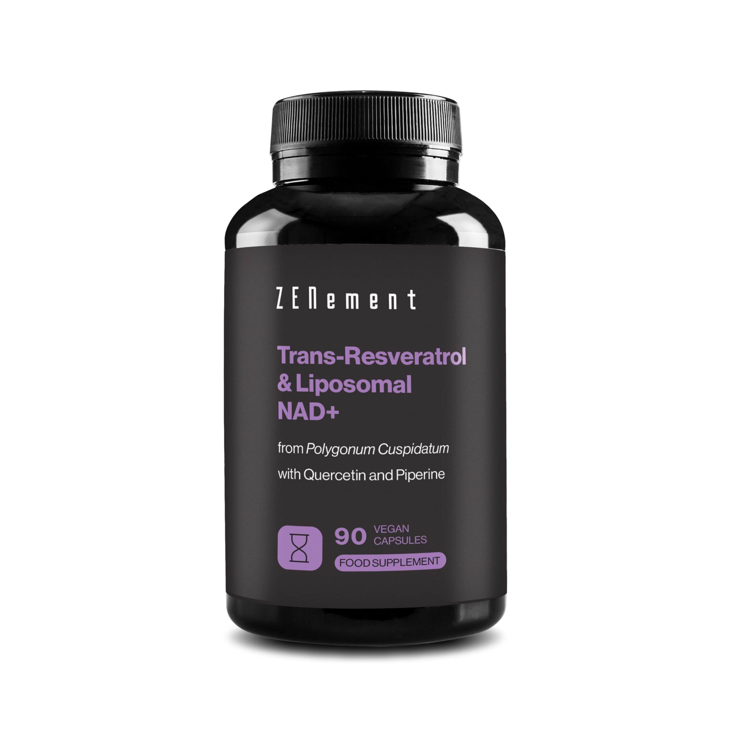 Trans-Resveratrol & NAD+ Liposomal, with Quercetin and Piperine, 580 mg per Capsule, 90 Capsules - Anti-Aging and Sirtuin Activator - Zenement