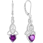 Rocayi Infinity Celtic Knot Earrings 925 Sterling Silver Dangle Drop Leverback Earrings Birthstone Jewelry Gifts for Women