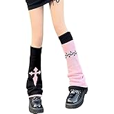 OATSBAS Women Lolita Ribbed Knit Leg Warmer Kawaii JK Japanese Student Stockings Y2K Cross High Bucket