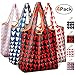 Reusable Grocery Shopping Bags Foldable with Pouch, Heavy Duty Nylon Cloth Reusable Bags for Groceries, Shopping Trip (Mixed with Heart-shape, 4-pcs)