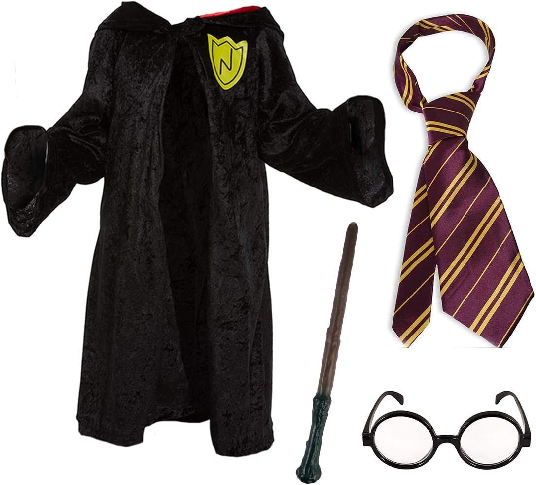 Paper Umbrella Children's Wizard Cloak 4 piece set School Boy Fancy Dress Costume Medium (Age 7-9 years)
