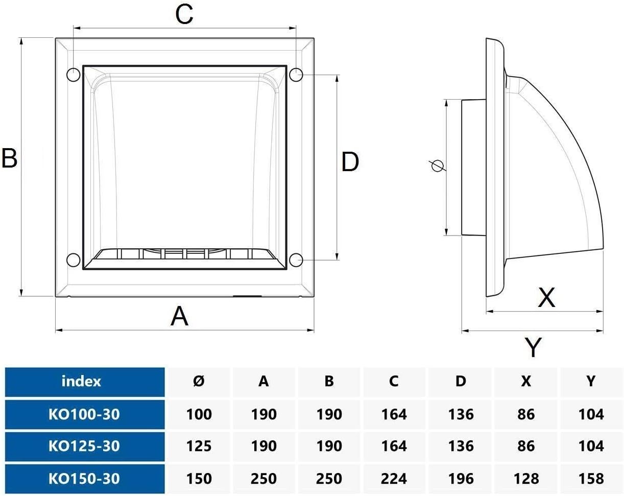 Awenta 6'' Inch / 150 mm Exhaust Hood Vent, White ABS Plastic, Non Return Valne/Backdraft Damper, Dryer Opening - Image 3